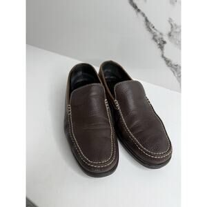 A Testoni Mens Loafer Shoes Size 7.5 Grained brown Leather Slip On T-Way